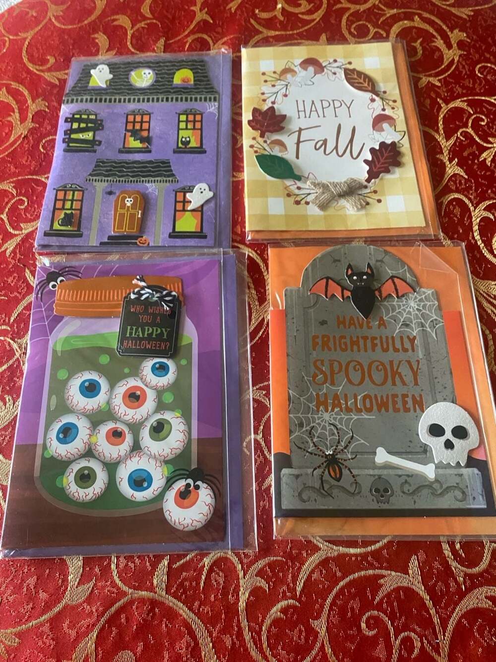 Voila Assorted Halloween Greeting Cards with Envelopes Set of 4